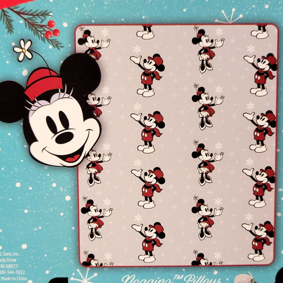 Nogginz Minnie Mouse Christmas Pillow Fleece Travel Blanket Set Holiday Gift - Picture 4 of 8